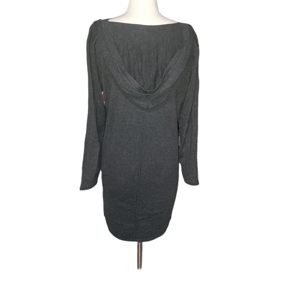 J Jill M Dress Gray Black Hooded Midi Casual warm cozy classic Sweatshirt
